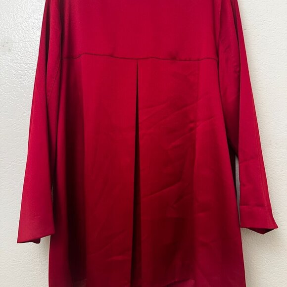 Avenue Elegant longline Red Satin Pleated Swing Jacket Coat Plus Size 26 - Picture 6 of 10